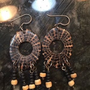 Tribal shell earrings with titanium posts